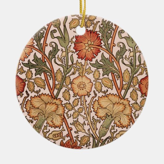 William Morris Pink Rose Bloem Behang Patroon Keramisch Ornament (Voorkant)