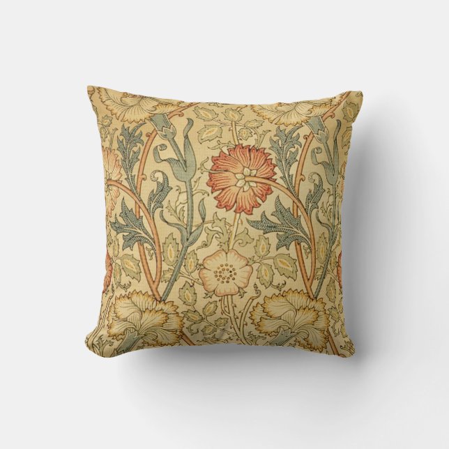 William Morris Pink Rose Bloem Behang Patroon Kussen (Voorkant)