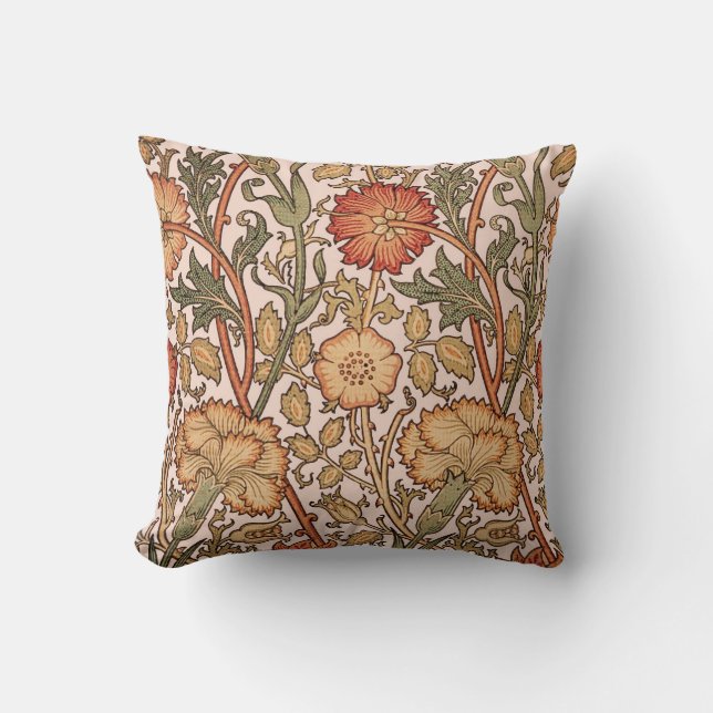 William Morris Pink Rose Bloem Behang Patroon Kussen (Voorkant)