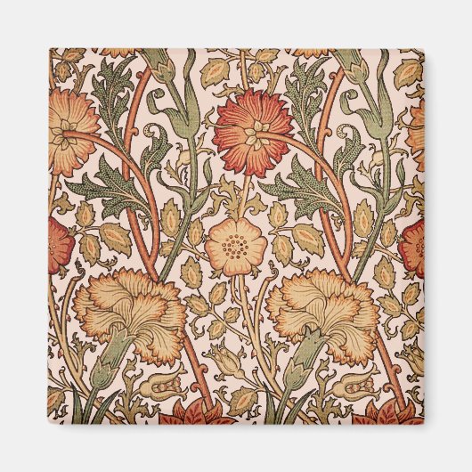 William Morris Pink Rose Bloem Behang Patroon Magneet (Voorkant)