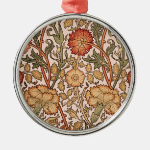 William Morris Pink Rose Bloem Behang Patroon Metalen Ornament