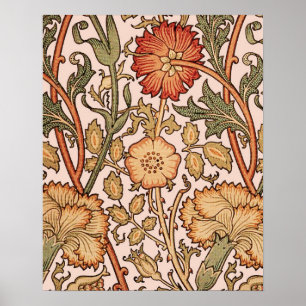 William Morris Pink Rose Bloem Behang Patroon Poster
