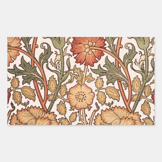 William Morris Pink Rose Bloem Behang Patroon Rechthoekige Sticker (Voorkant)