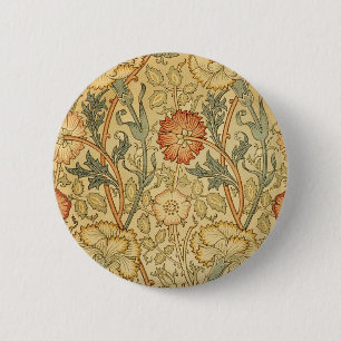 William Morris Pink Rose Bloem Behang Patroon Ronde Button 5,7 Cm