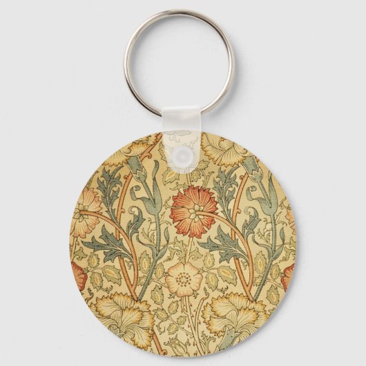 William Morris Pink Rose Bloem Behang Patroon Sleutelhanger (Voorkant)