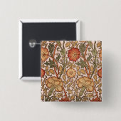 William Morris Pink Rose Bloem Behang Patroon Vierkante Button 5,1 Cm (Voorkant /achterkant)