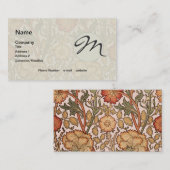 William Morris Pink Rose Bloem Behang Patroon Visitekaartje (Voorkant / Achterkant)