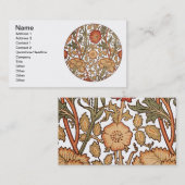William Morris Pink Rose Bloem Behang Patroon Visitekaartje (Voorkant / Achterkant)