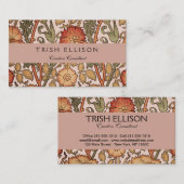 William Morris Pink Rose Bloem Behang Patroon Visitekaartje (Voorkant / Achterkant)