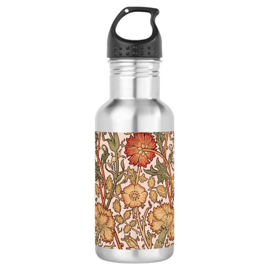 William Morris Pink Rose Bloem Behang Patroon Waterfles (Voorkant)