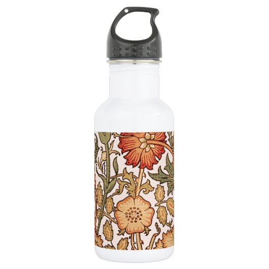 William Morris Pink Rose Bloem Behang Patroon Waterfles (Voorkant)