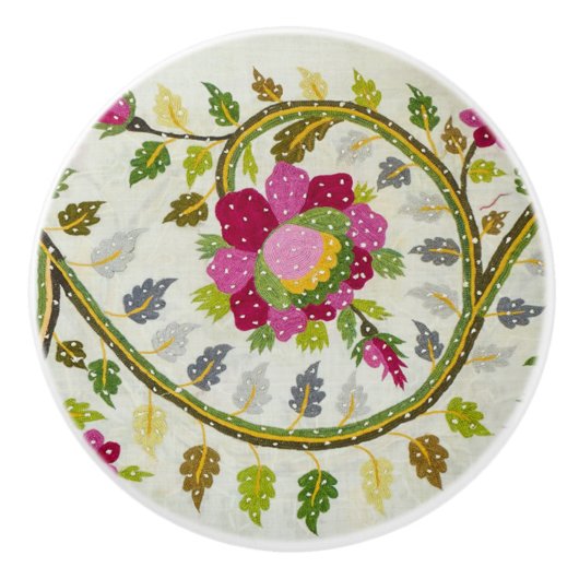 William Morris Pink Turkish Floral Keramische Knop (Voorkant)