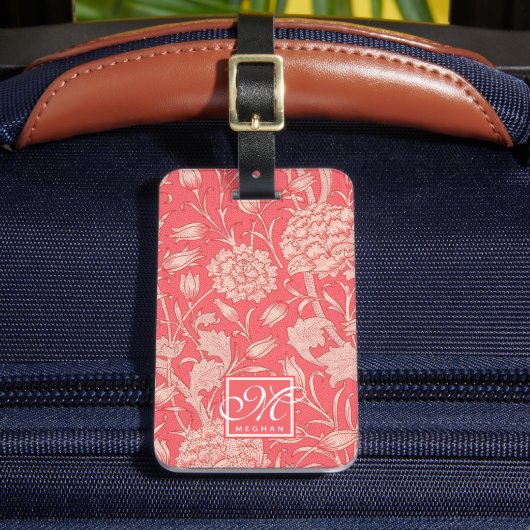 William Morris - Pink Wild Tulips & Monogram Bagagelabel (Voorkant Insitu 2)