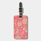 William Morris - Pink Wild Tulips & Monogram Bagagelabel (Voorkant verticaal)