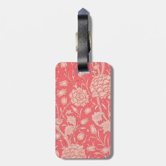 William Morris - Pink Wild Tulips & Monogram Bagagelabel (Achterkant verticaal)