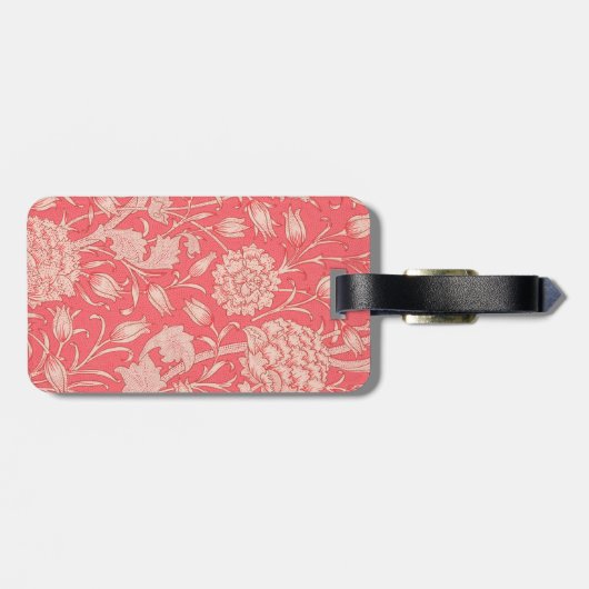 William Morris - Pink Wild Tulips & Monogram Bagagelabel (Achterkant horizontaal)