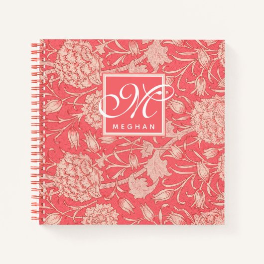William Morris - Pink Wild Tulips & Monogram Notitieboek (Voorkant)