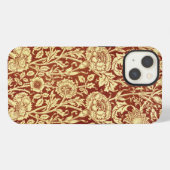 William Morris Pinks Rood en Wit iPhone Hoesje (Achterkant horizontaal)
