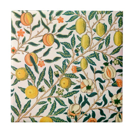 WILLIAM MORRIS " POMEGRANATE " - CERAMISCHE TEGEL TEGELTJE (Voorkant)