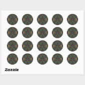 William Morris Pomegranate Floral Navy Pattern Ronde Sticker (Vel)