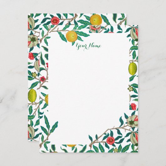 William Morris Pomegranate in heldere witte kaart (Voorkant / Achterkant)