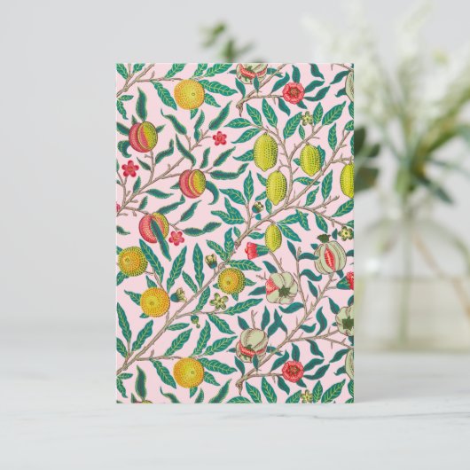 William Morris Pomegranate in roze Informatiekaartje (Staand voorkant)
