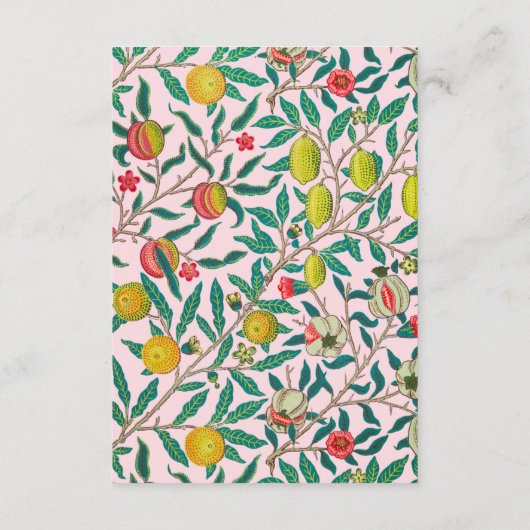 William Morris Pomegranate in roze Informatiekaartje (Achterkant)