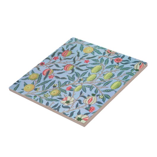 William Morris Pomegranate Pastel Fruit Pattern Tegeltje (Zijkant)