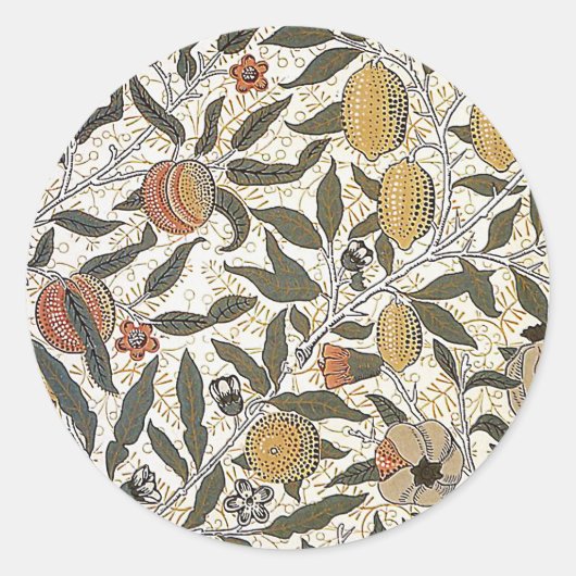  William Morris Pomegranate Ronde Sticker (Voorkant)