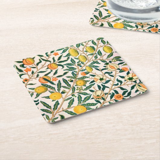 WILLIAM MORRIS "POMEGRANATE" SQUARE PAPER ONDERZET KARTONNEN ONDERZETTERS (Schuin)