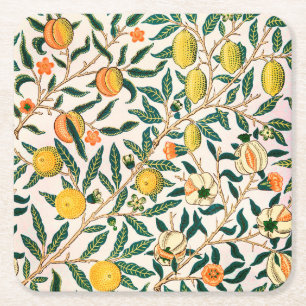 WILLIAM MORRIS "POMEGRANATE" SQUARE PAPER ONDERZET KARTONNEN ONDERZETTERS