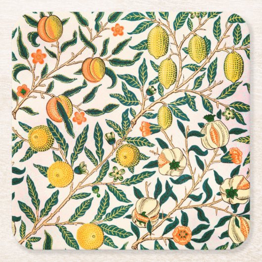 WILLIAM MORRIS "POMEGRANATE" SQUARE PAPER ONDERZET KARTONNEN ONDERZETTERS (Voorkant)