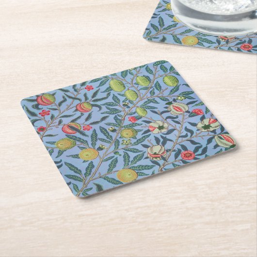 WILLIAM MORRIS "POMEGRANATE" SQUARE PAPER ONDERZET KARTONNEN ONDERZETTERS (Schuin)