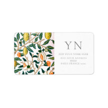 WILLIAM MORRIS POMEGRANATES ADDRESS ETIKET