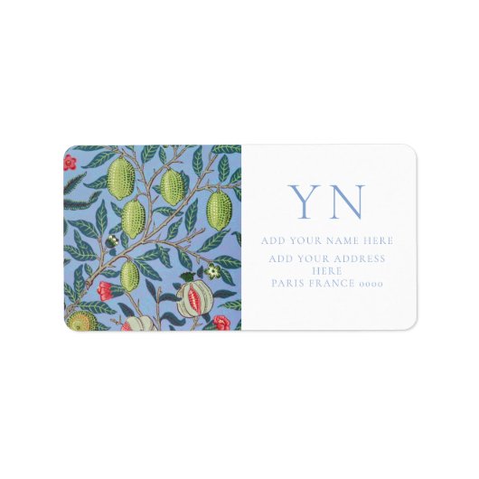 WILLIAM MORRIS POMEGRANTE ADRESETIKET ETIKET (Voorkant)