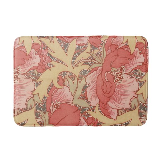 William Morris Poppies Floral Art Nouveau Pattern Badmat (Voorkant)