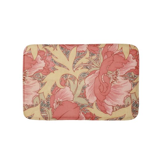 William Morris Poppies Floral Art Nouveau Pattern Badmat (Voorkant)
