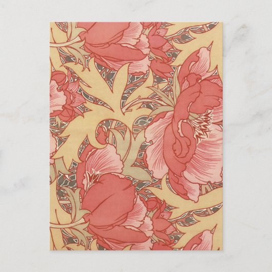 William Morris Poppies Floral Art Nouveau Pattern Briefkaart (Voorkant)