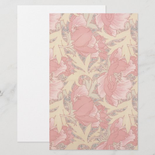 William Morris Poppies Floral Art Nouveau Pattern Briefpapier (Voorkant / Achterkant)