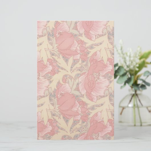 William Morris Poppies Floral Art Nouveau Pattern Briefpapier (Staand voorkant)