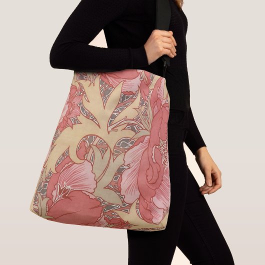 William Morris Poppies Floral Art Nouveau Pattern Crossbody Tas (Dichtbij)
