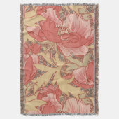 William Morris Poppies Floral Art Nouveau Pattern Deken (Voorkant Verticaal)