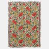 William Morris Poppies Floral Art Nouveau Pattern Deken (Voorkant Verticaal)
