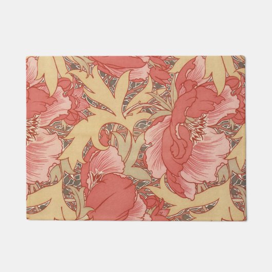 William Morris Poppies Floral Art Nouveau Pattern Deurmat (Voorkant)
