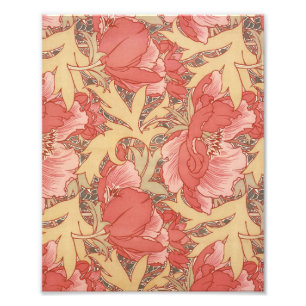 William Morris Poppies Floral Art Nouveau Pattern Foto Afdruk