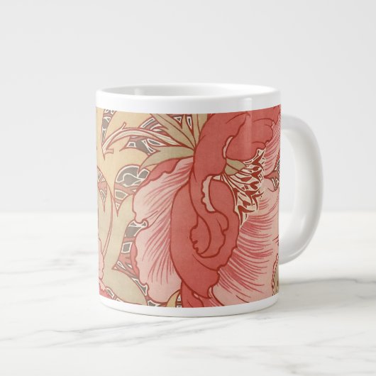 William Morris Poppies Floral Art Nouveau Pattern Grote Koffiekop (Voorkant rechts)