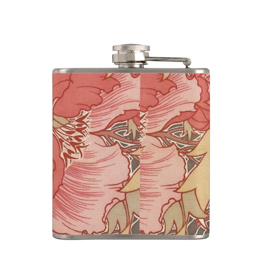 William Morris Poppies Floral Art Nouveau Pattern Heupfles (Achterkant)