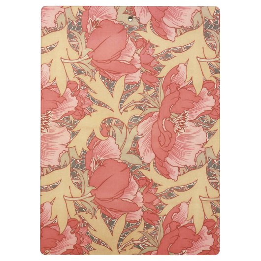 William Morris Poppies Floral Art Nouveau Pattern Klembord (Achterkant)