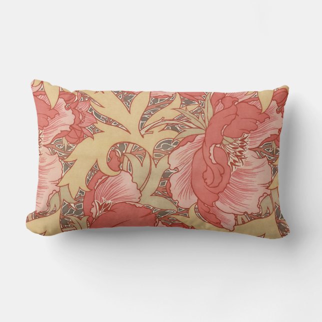 William Morris Poppies Floral Art Nouveau Pattern Kussen (Voorkant)