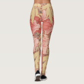William Morris Poppies Floral Art Nouveau Pattern Leggings (Achterkant)